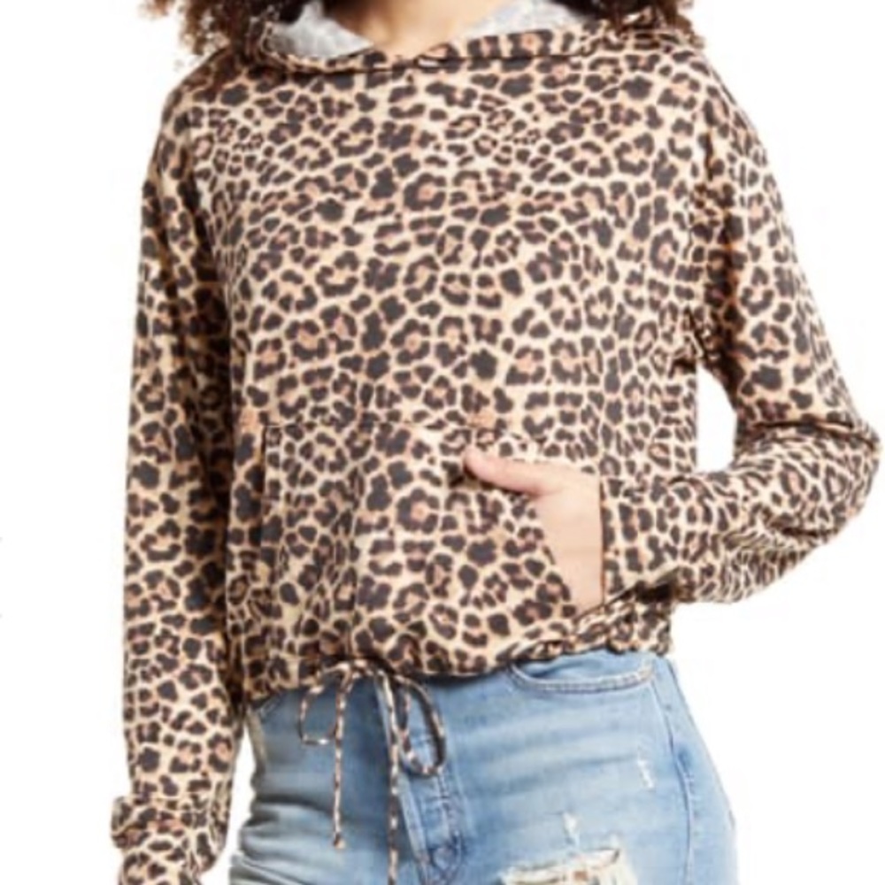 Socialite Leopard hoodie w/ cinched waist